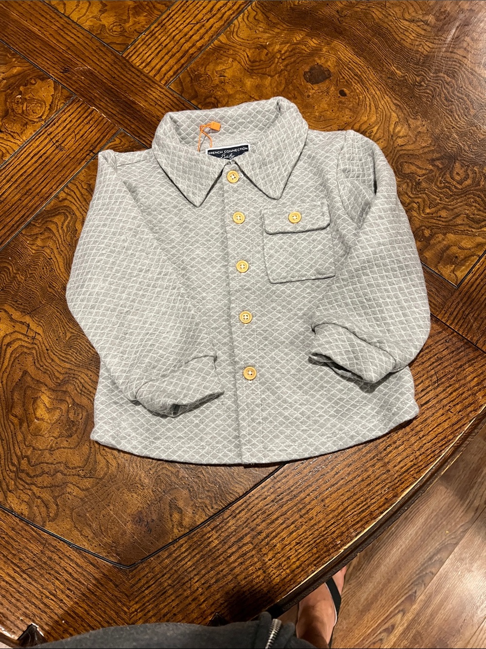 French Connection Quilted Light Gray Button-Down Shirt for Kids